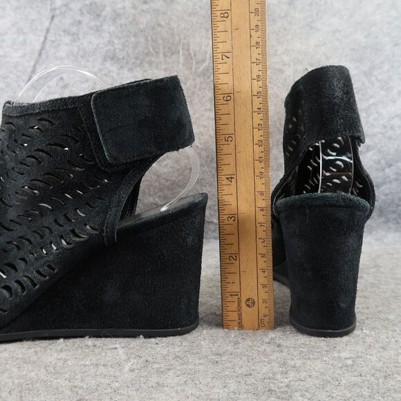 Via Spiga Shoes Womens 9 Sandal Bootie Wedge Ankle Strap Leather Open Toe Black - Picture 6 of 14